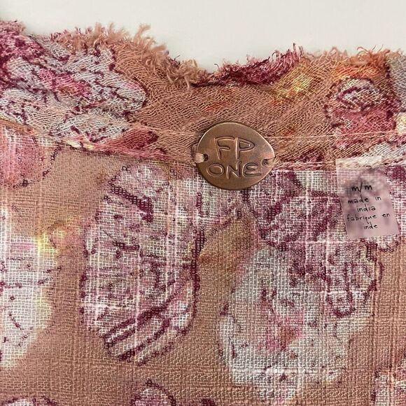 Free People FP One Nisha Printed Tunic Dress Size M Pink Hand Painted Romantic - Picture 3 of 11